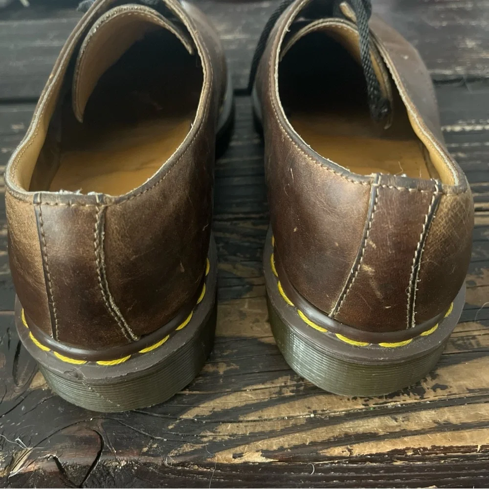 Vintage Doc Dr Martens 1561 Made in England 4 Eyelet Oxford Brown Leather Shoes
